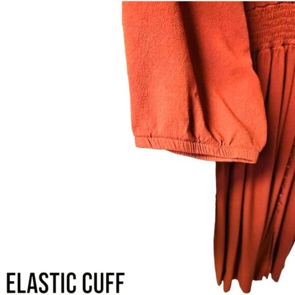 "JUST FOUND" Plus Size Long Pleated Rustic Red Maxi Dress - Picture 7 of 14